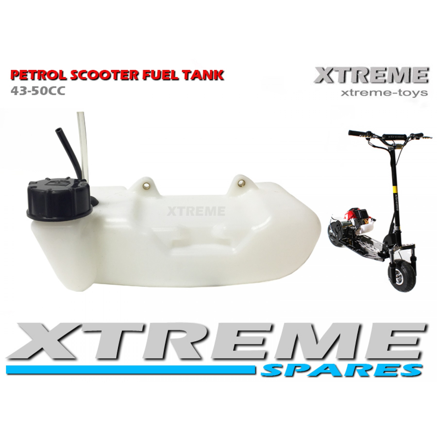PETROL SCOOTER 2 STROKE FUEL TANK WITH PETROL PIPE /GO PED 43-49cc/ SPARES