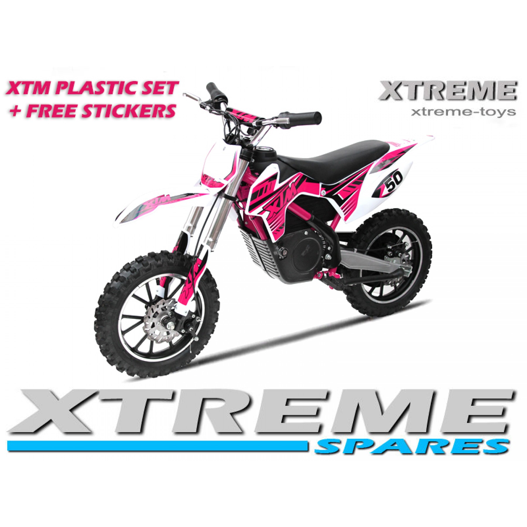 MINI DIRT MOTOR BIKE XTREME XTM FULL PLASTICS KIT + FREE PINK STICKERS KIT SET