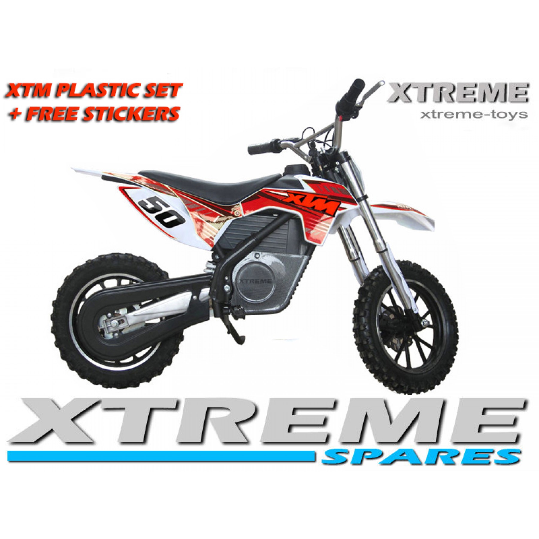 MINI DIRT MOTOR BIKE XTREME XTM FULL PLASTICS KIT + FREE RED STICKERS KIT SET