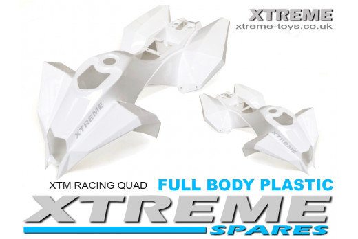 XTM RACING QUAD COMPLETE FULL BODY PLASTIC KIT WHITE
